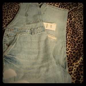 Zara distressed overalls